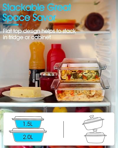 Miniatura 6 de NUTRIUPS Plato para hornear de 8 x 8 pulgadas, cazuela cuadrada con cubierta de vidrio, cacerola de vidrio con tapa, bandeja para hornear de vidrio