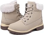 Ziitop Snow Bottes Waterproof Bottes d'hiver Fourrure de randonnée chaude Bottes dames Dentelle Haut Bottes de marche Anti-dérapant Bottes à cheville extérieure légère pour femme