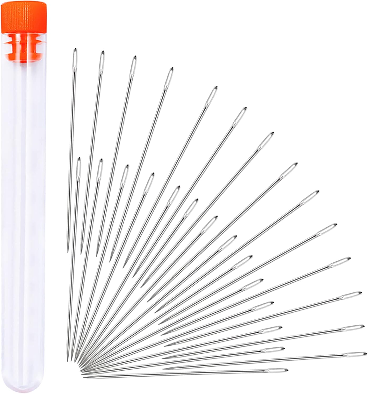 Large Eye Sewing Needles, 1.58-inch Sewing Sharp Needles, Needles for Sewing, Leather Needle Embroidery Thread Needles with a 3.3-inch Plastic Bottle(28 PCS)