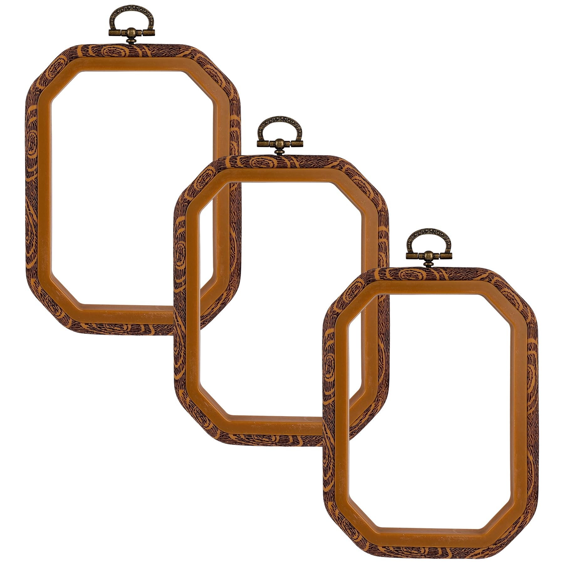 Framendino, 3 Pack Imitation Wood Embroidery Hoop Hoops Display Frame Cross Stitch Ring for Art Craft Sewing