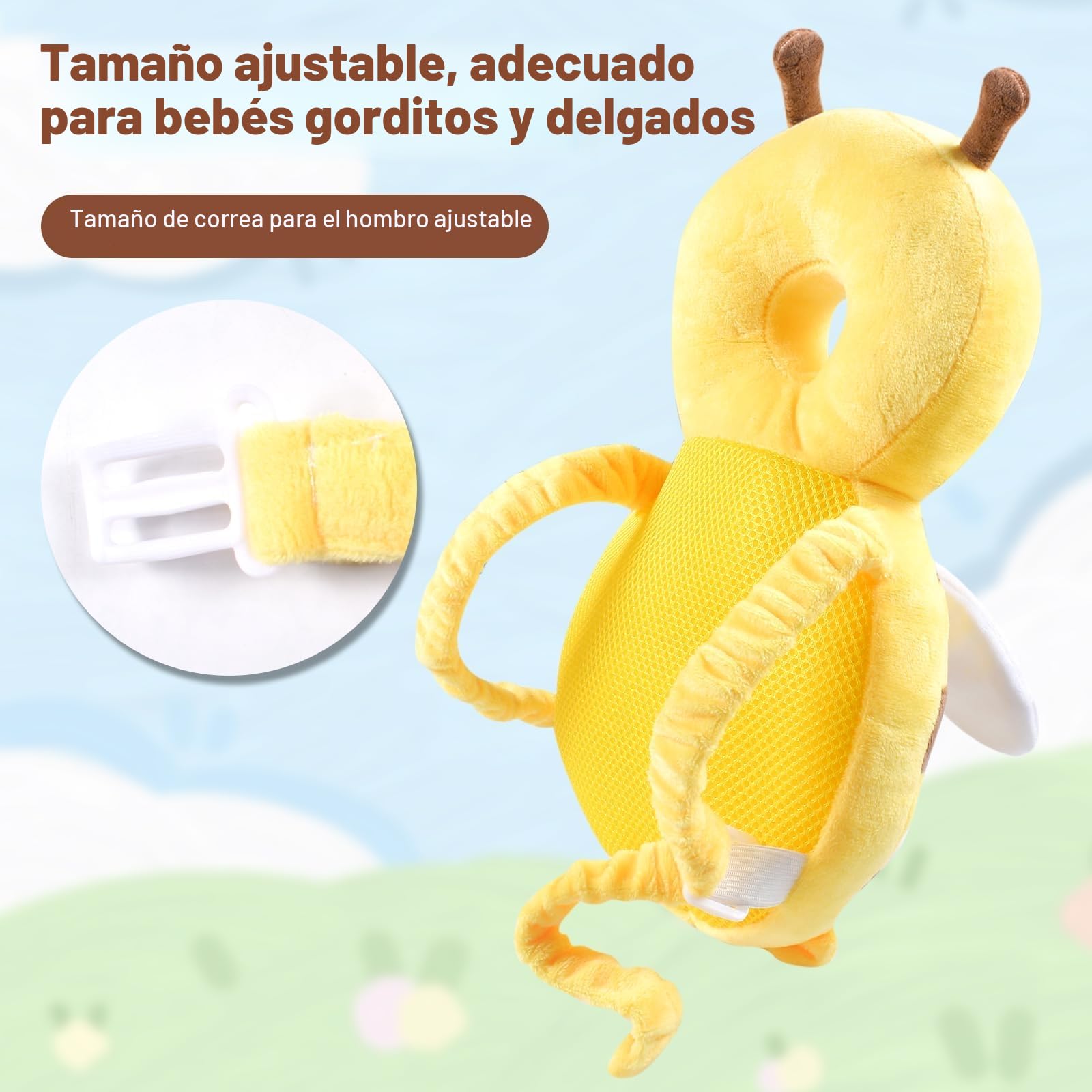 Protector de cabeza y mochila para gatear, cojín de seguridad y almohadillas de seguridad para niños de 4 a 24 meses