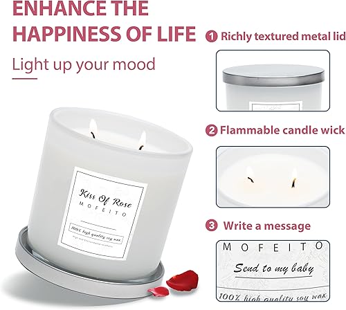 Miniatura 2 de Vela con soporte, tarros de vela, velas perfumadas 100% cera de soja para decoración del hogar, hasta 80 horas de tiempo de combustión, velas de