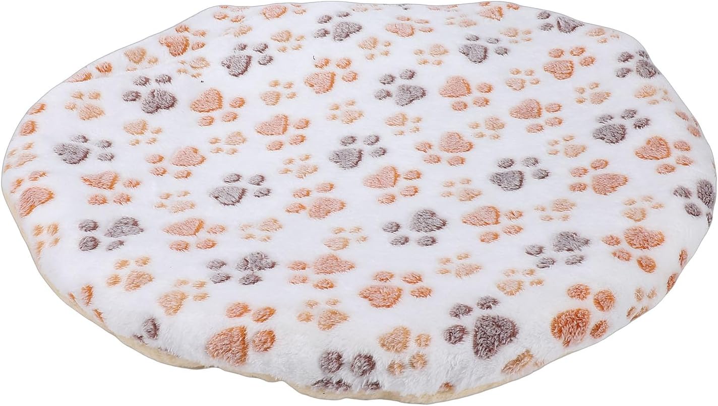USB Pet Heating Pad, Double Sided Flannel Warm Dog Cat Heated Blanket with Portable USB Power, for Indoor Outdoor Winter Cold Weather (Milky Footprints)