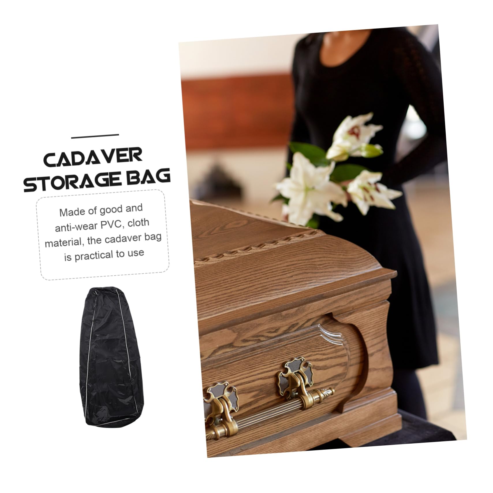 ULTECHNOVO Bolsa para Cadáveres Funerarios de Pvc Resistente E, Tamaño Estándar, Color Negro, Bolsa de Transporte Segura para Almacenamiento y Manejo en Morgues y Hospitales