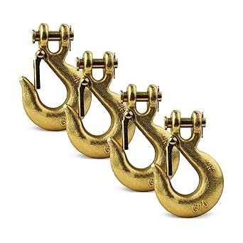 DC Cargo G70 Clevis Slip Hook with Safety Latch (Pack of 4)  5/16 Inch Grade 70 Clevis Hooks  Heavy Duty for Trailer Truck Transport - 4,700 Lbs