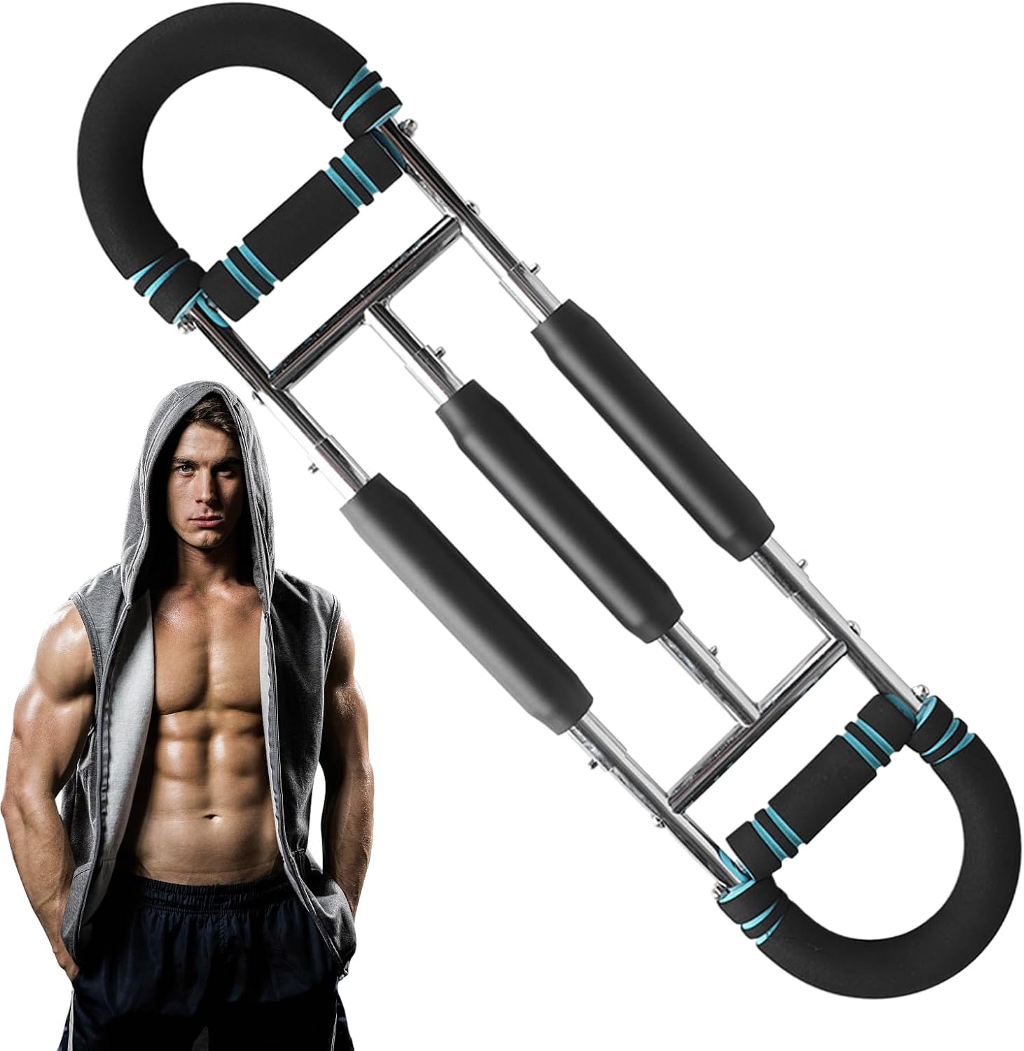 Chest Expander - Upper Body Workout Muscle Strengthener Power Arm Tool for Men Home Gym Strength Training Press Tool for Boxing Portable Equipment for Chest Muscle and Arm Development