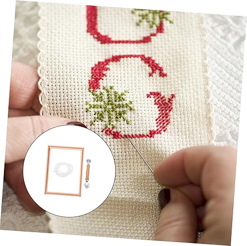 Miniatura 8 de EXCEART Equipo robusto portátil elegante del bordado del soporte del marco de la puntada de cruz del marco de la costura de madera