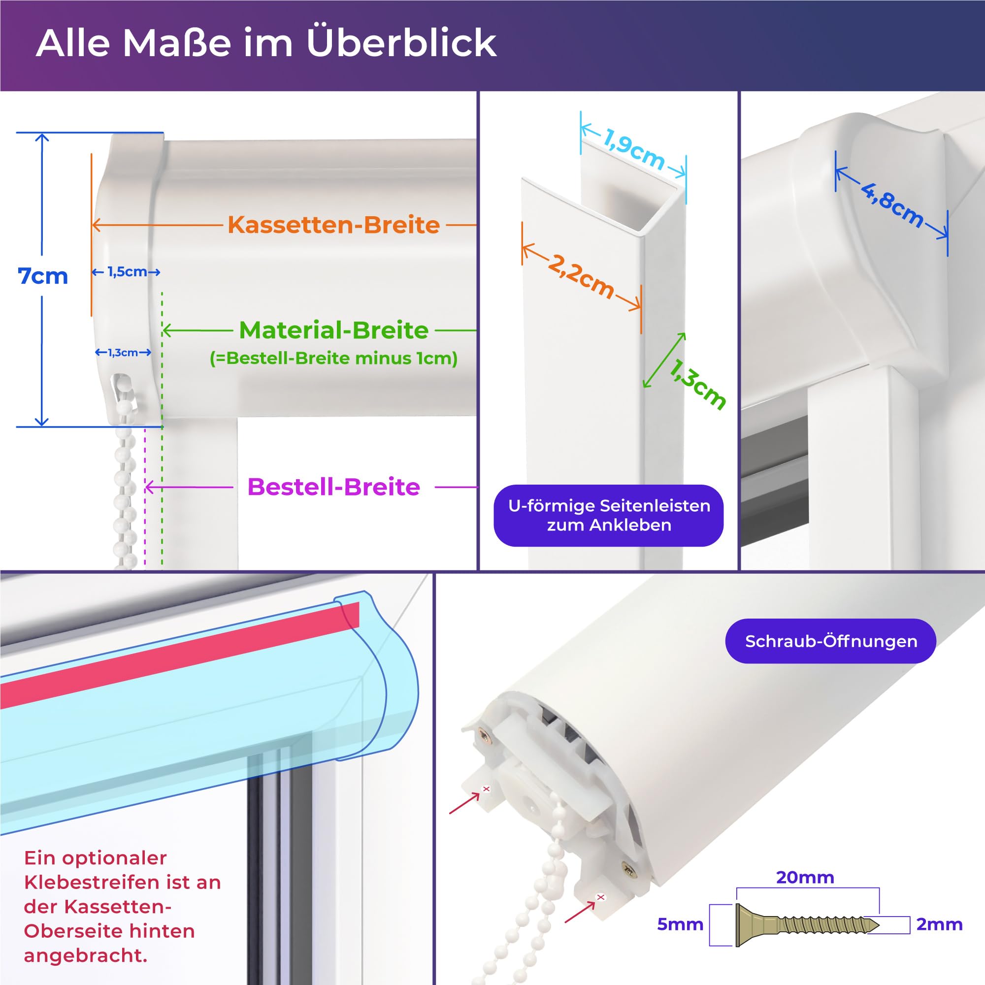 schattenfreu.de Thermo-Rollo mit Kassette nach Maß | Zum Anschrauben am Fensterrahmen oder an der Wand | Optional zum Ankleben | Verdunkelnd | Für Fenster und Türen | Dunkelgrau, Silberne Rückseite