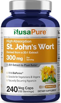 St. Johns Wort 300 mg, 240 Veggie Caps with Bioperine - 120 Servings