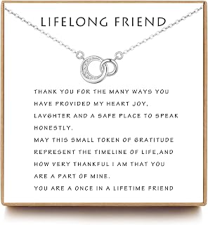 Sterling Silver 2 Circles Necklace, Women's Friendship Jewelry, Best Friend Birthday Gift, Symbolic Classic, Polished Silver, 18 Inch Adjustable Chain