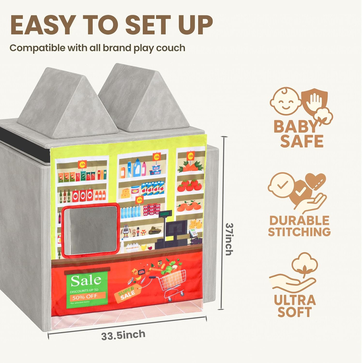 Play Panel for Kids Play Couch Childrens Play Panel for Toddler Foam Sofa (Play Couch not Included)