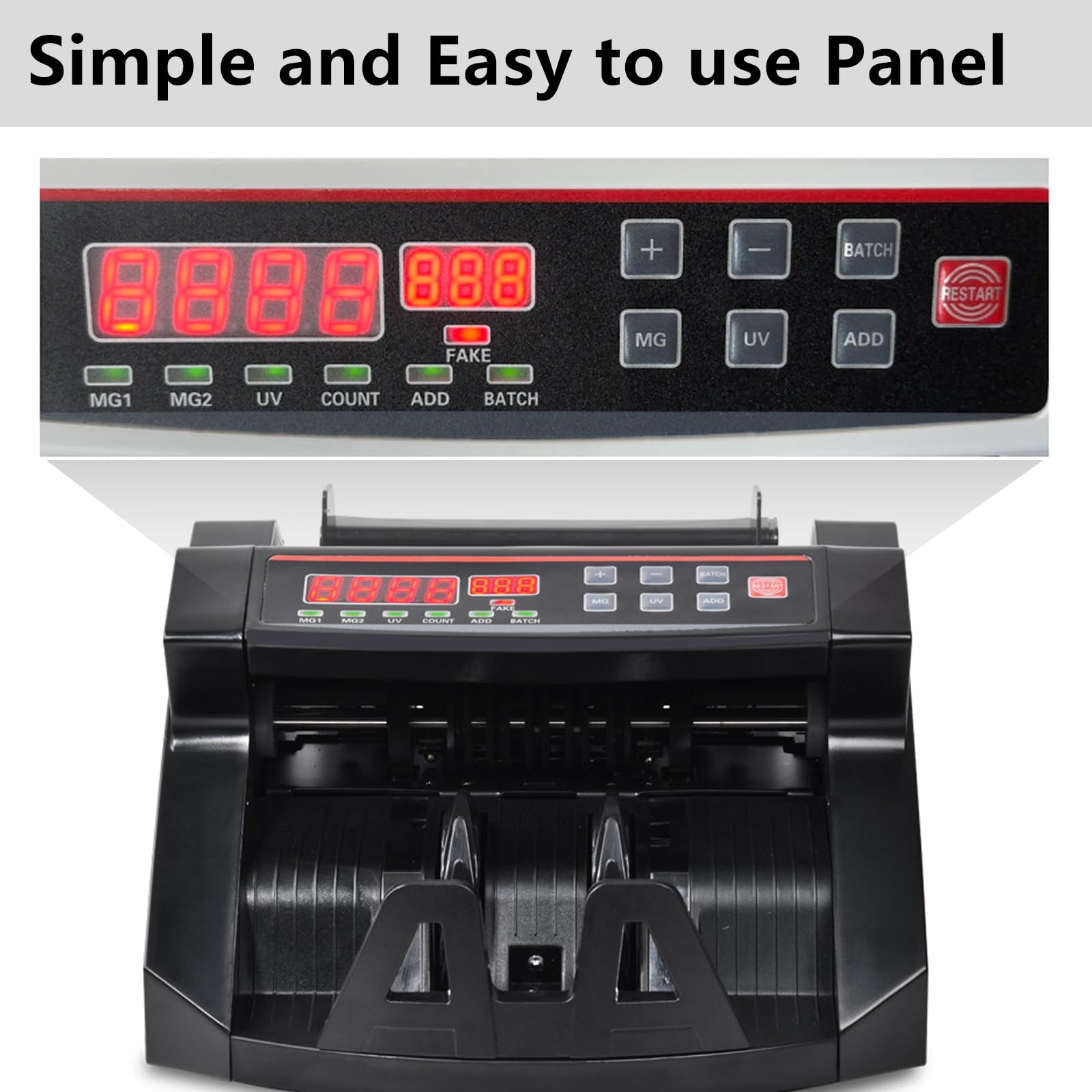 Detector de falsificaciones, máquina contadora de billetes multidivisa, doble detección UV/MG, rápida 900 piezas/min, diseño fácil de usar