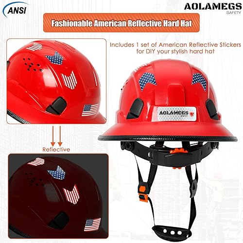 Miniatura 6 de Cascos De Construccion - Casco de ala completa con visera transparente aprobado por la OSHA y correa para la barbilla, casco de seguridad ajustable