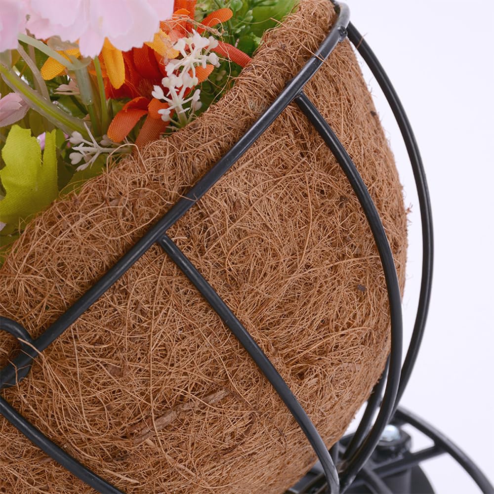 2 cestas colgantes de coco, para exteriores, cestas colgantes de metal, con inserto de coco, para decoración de jardín interior y exterior (21 cm)