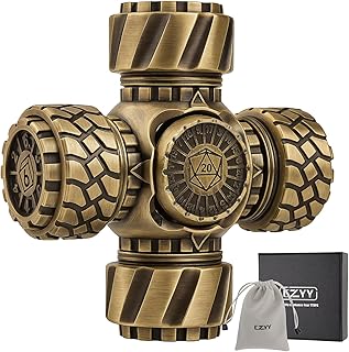 CZYY 7-in-1 Metal Spinner Dice, Fidget Dice Cube with 4 Spinning Wheels