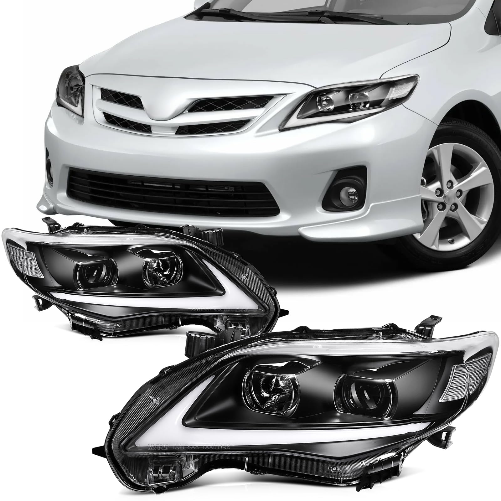 SCITOO Headlight Assembly Fit 2014-2021 For Toyota 4Runner Black Housing Amber Reflector Pair Headlights 81170-35571 — view 58