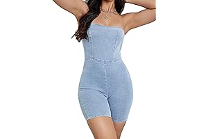 Effortlessly Stylish: Women's Strapless Denim Romper for a Timeless Summer Appeal