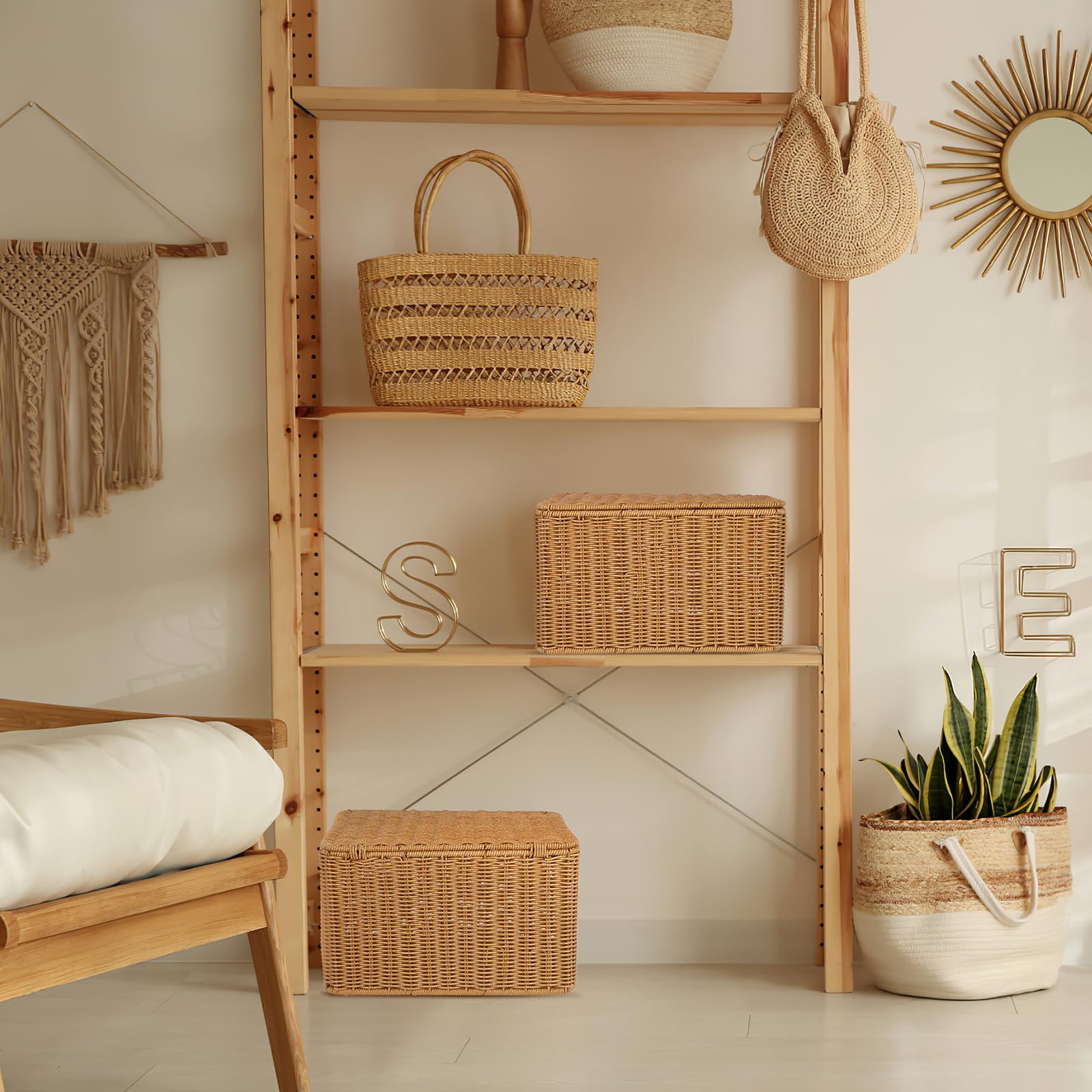 Cesta Biancheria Vimini Cestini Per Con Coperchi: Contenitori Per Cestini Intrecciati A Mano In Intrecciate Con Struttura In Metallo Baule Vimini