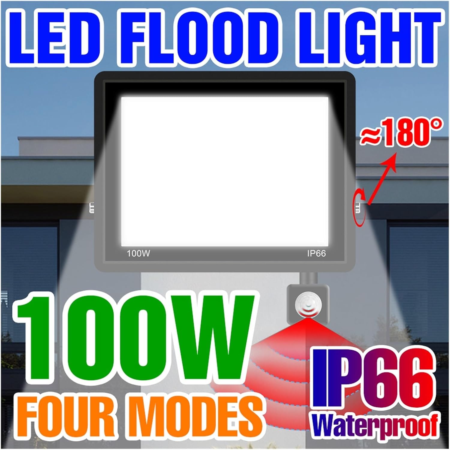 LED リフレクター投光器 PIR モーションセンサーウォールランプ IP66 防水 LED スポットライト屋外照明ガーデンエクステ