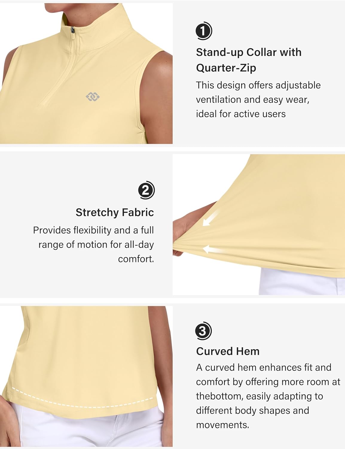 AIRIKE Sleeveless Golf Shirts for Women UPF 50+ Quarter Zip Quick Dry Tennis Workout Tank Tops - Image 5