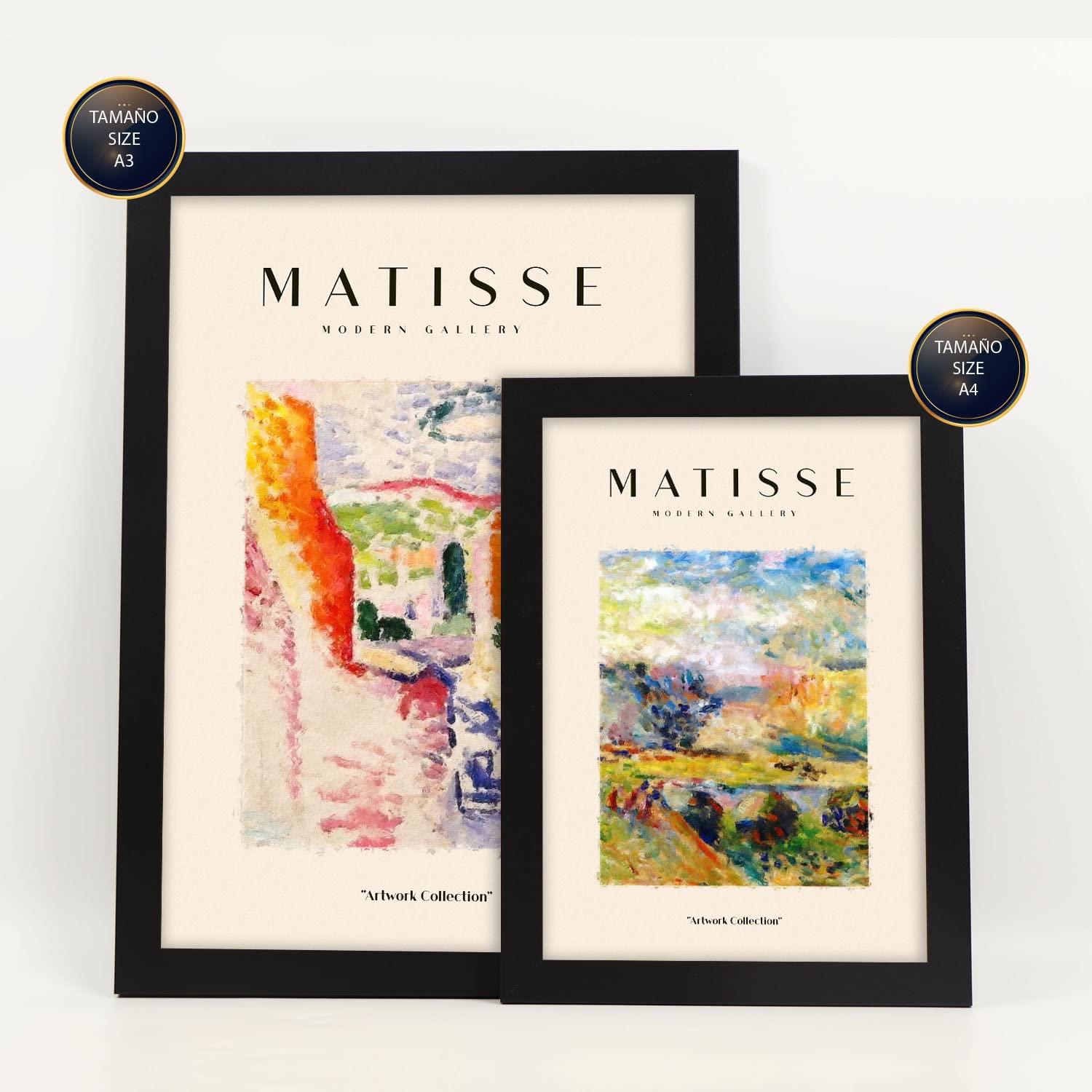 Nacnic Set de 6 Posters de Picasso y Matisse. Siglo Pasado. Láminas de Fauvismo y Surrealismo para el Diseño y Decoración de Interiores. Tamaños A3 & A4, Marcos Negros.