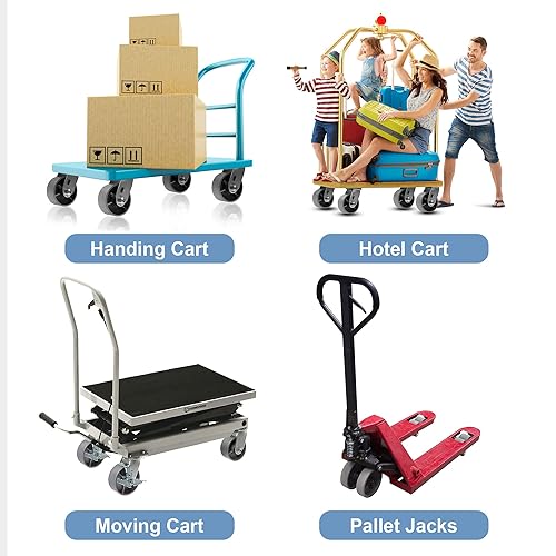 Miniatura 7 de Syration Rueda de hierro fundido de acero resistente, caja de herramientas y banco de trabajo giratorio con rueda de freno, capacidad de 1300 libras