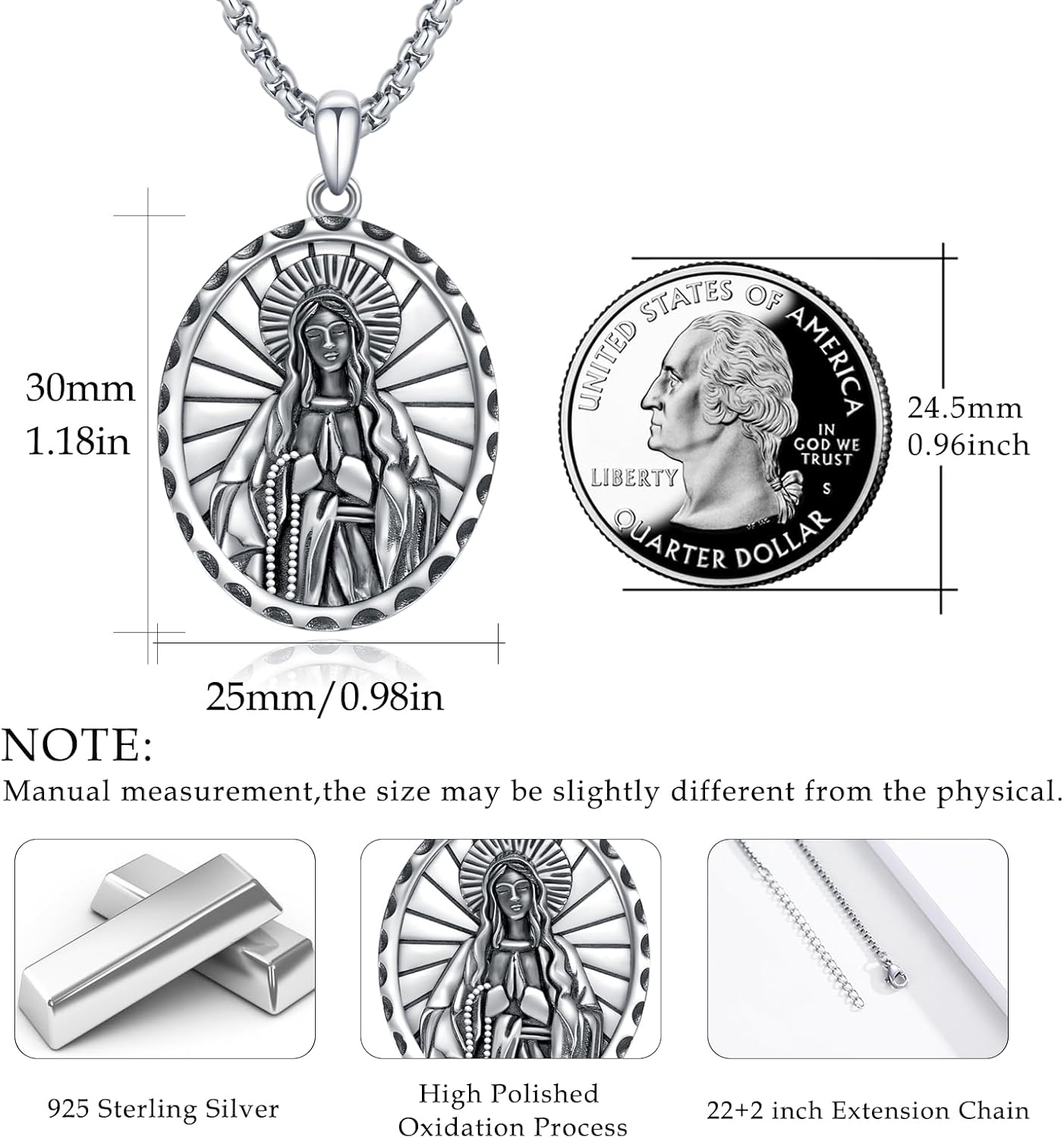 925 Sterling Silver Patron Saint Amulet Pendant Necklace Religion Protection Jewelry for Men Women - Image 3