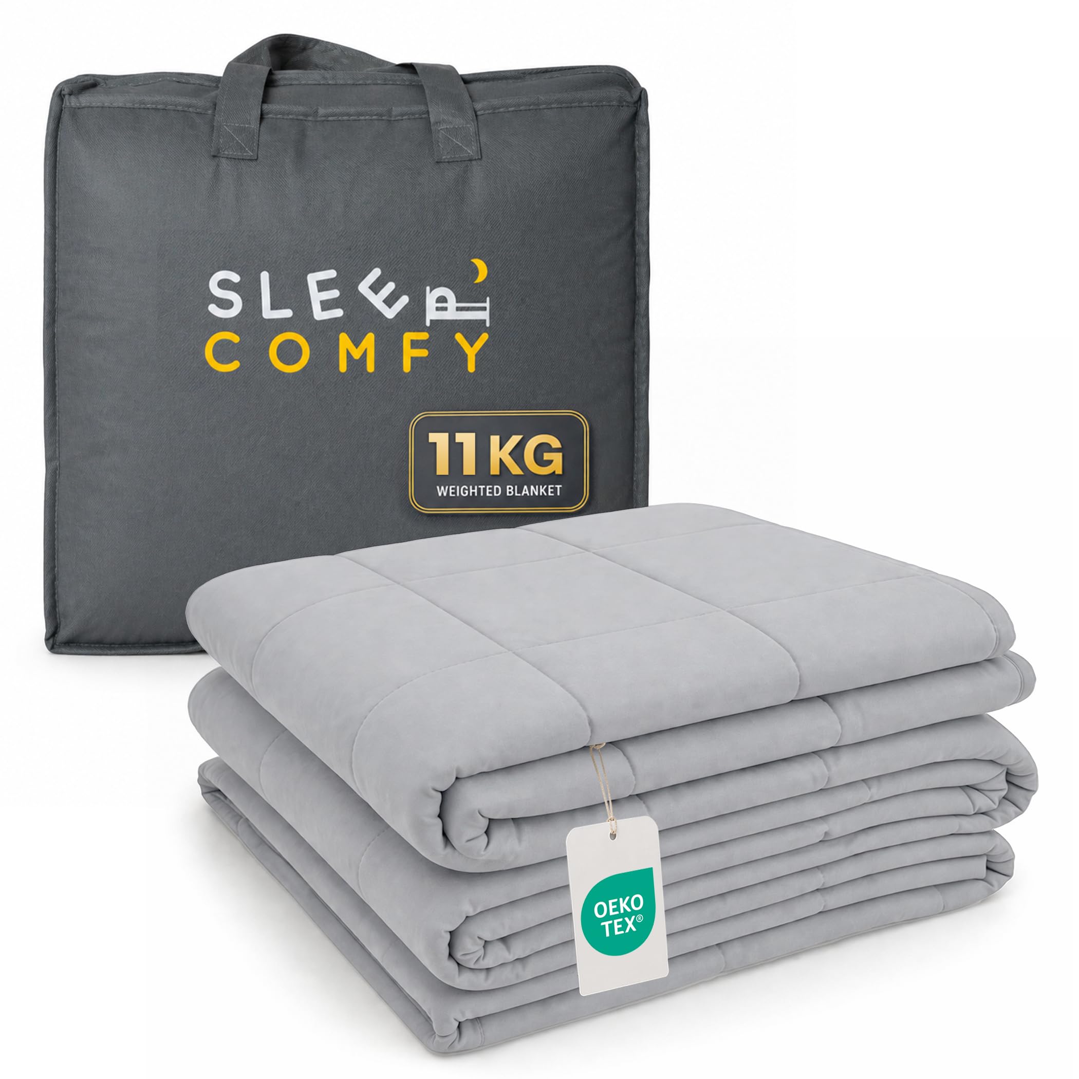 SLEEP COMFY Coperta ponderata grigio chiaro, 11 kg, 200 x 200 cm, per tutte