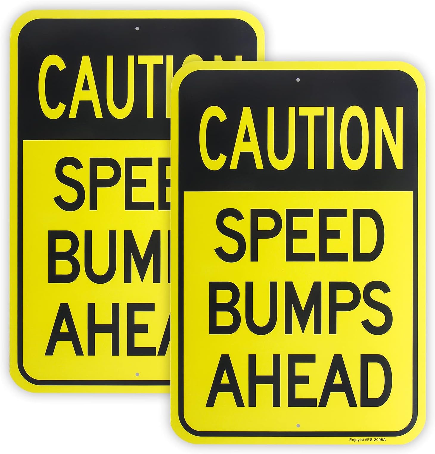 2-Pack Large Speed Bumps Ahead Sign, 18"x 12" .040 Aluminum Reflective Sign Rust Free Aluminum-UV Protected and Weatherproof