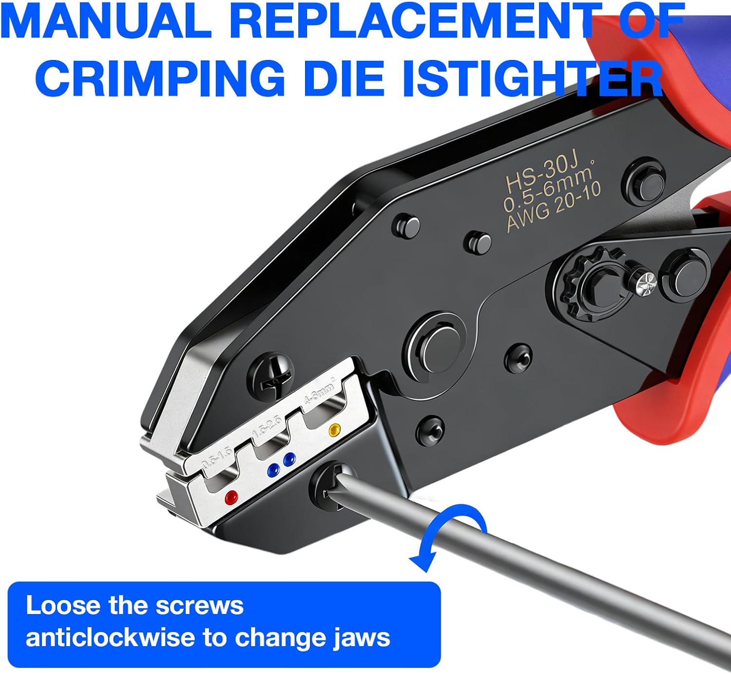 Wire Crimping Tool, Ratcheting Wire Crimper Set with 6 Replaceable Dies, Heavy Duty Crimper for Heat Shrink, Insulated Nylon, Non-Insulated, Wire Ferrules, Open Barrel Terminals and Solar Connectors