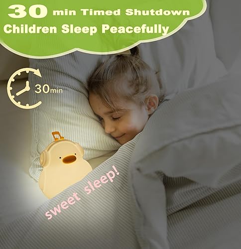 Miniatura 5 de DREAMING MY DREAM Linda luz nocturna de pato, lámpara LED blanda de pato, 3 niveles de luz nocturna de silicona suave regulable, luz nocturna para