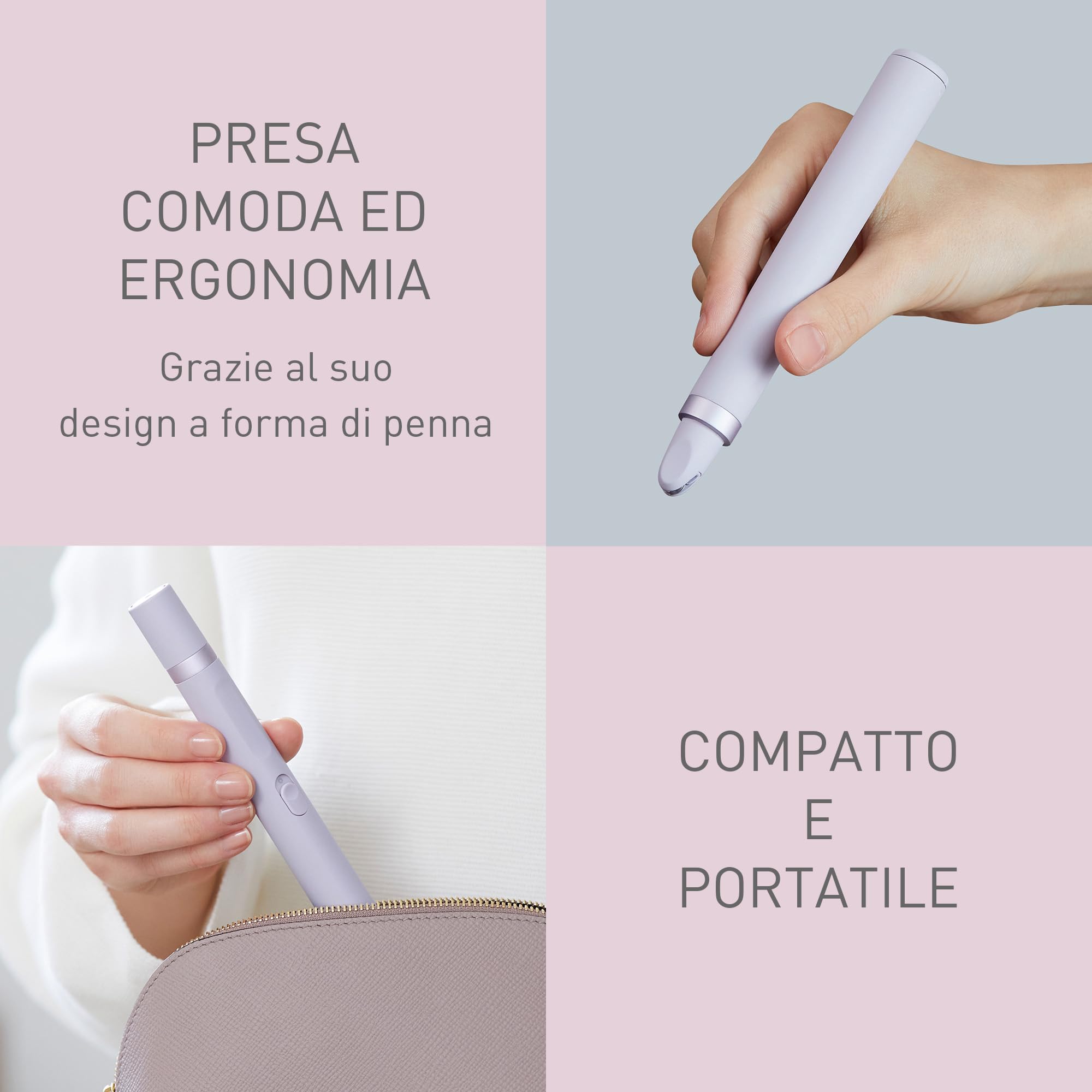 Panasonic ES-EF10-V503 Epilatore per Sopracciglia e Peli del Viso da Donna, Modellatore per Sopracciglia, Luce LED, Design Compatto a Penna, Funzionamento a Batteria AA, Viola Chiaro