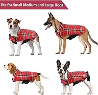 Vista 5 de Kuoser - Abrigo impermeable de invierno para perro, chaqueta reversible estilo británico, ropa para perro a cuadros, abrigo acogedor para perros