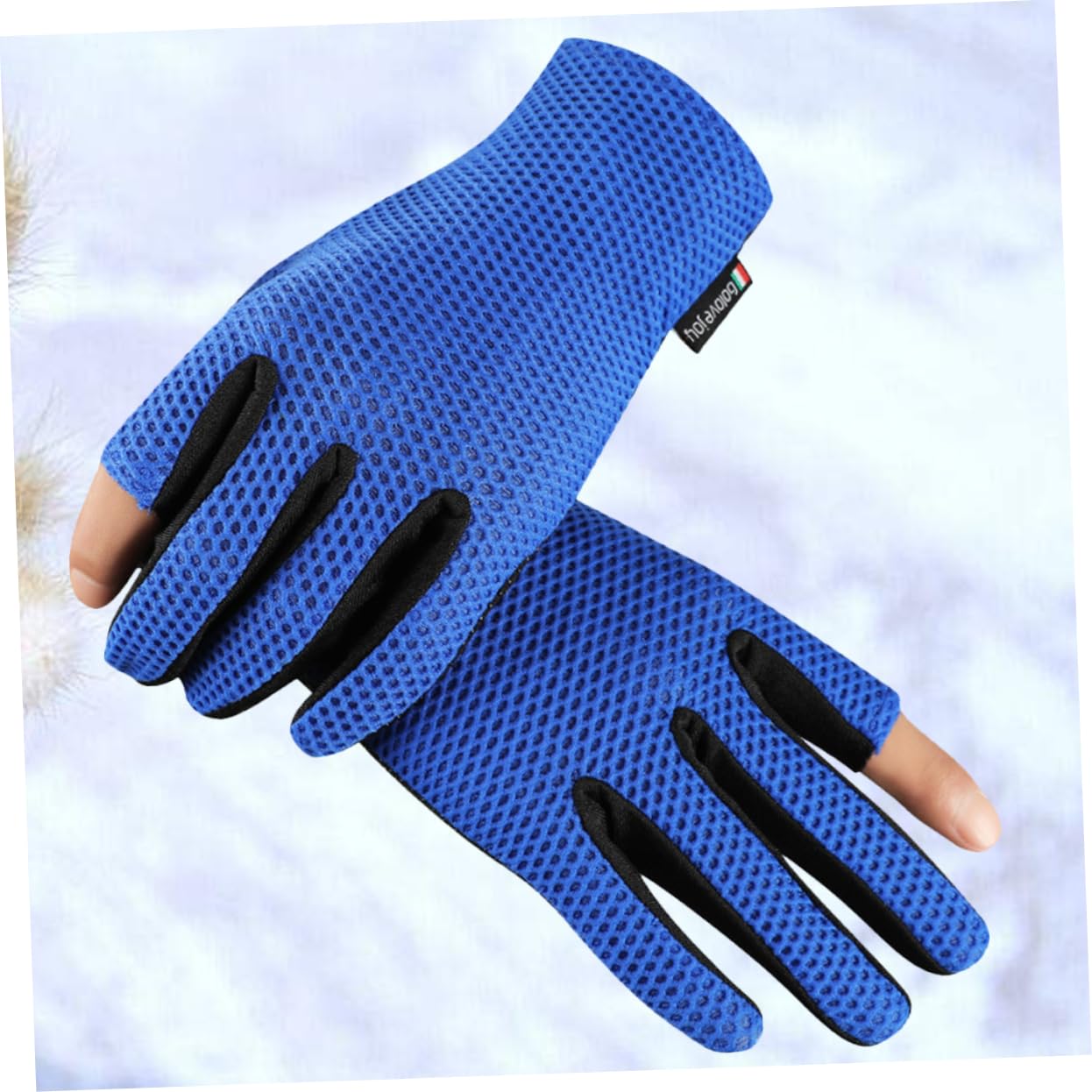 TOVINANNA 1Pair Outdoor Sports Gloves for Cycling Climbing Fishing Riding Breathable Non Slip Ice Fingerless Gloves Blue Lightweight Comfortable for Active Use