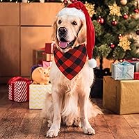 Vista 7 de Malier Paquete de 2 bandanas para perro de Navidad clásica a cuadros para mascotas, bufanda, baberos triangulares, pañuelos, accesorios de disfraz