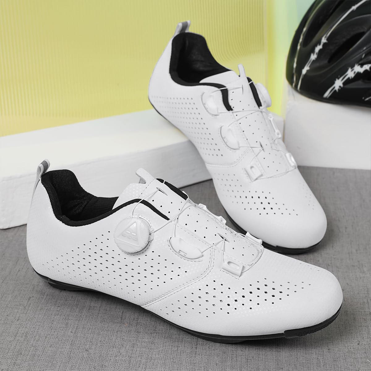 Zapatilla de Ciclismo Carretera para Hombre Mujer Zapatillas de Bicicleta Competición y Entrenamiento con Look Delta Cleats y 3 Tornillos