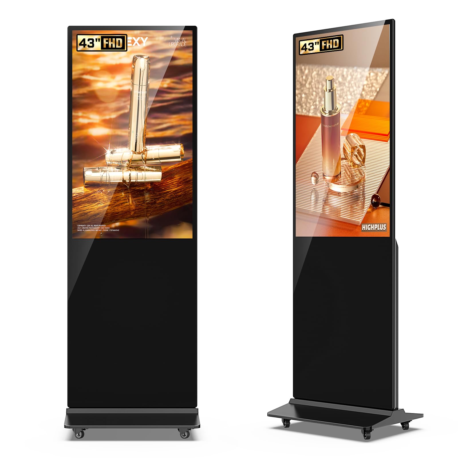 43 Inch Digital Signage Display, LCD Screen Digital Kiosks & Interactive Displays 4K Totem Floor Standing Auto AD Player with USB/HDMI/WiFi Android OS