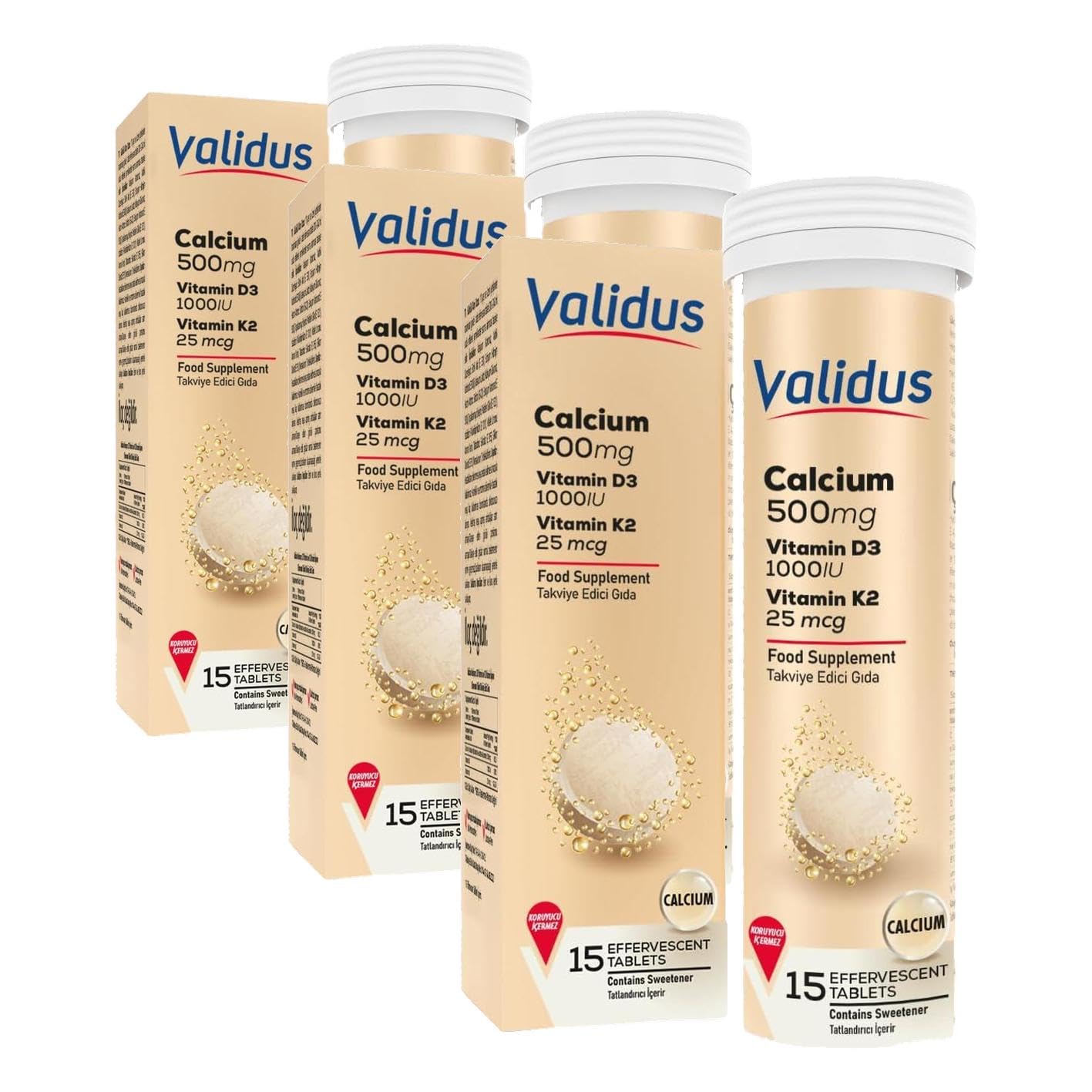 Validus Calcium + Vitamin D3 + Vitamin K2 15 Effervescent Tablets (3 paketi)