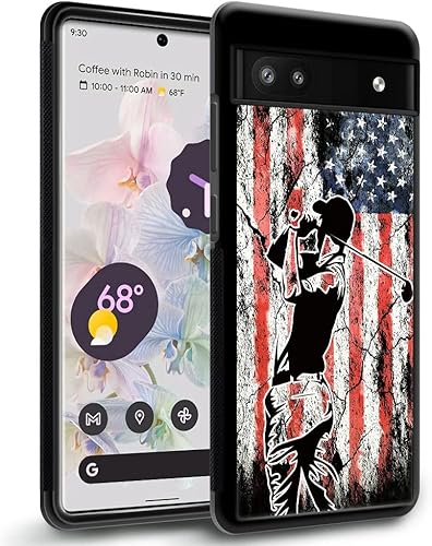 DJSOK Funda compatible con Google Pixel 6A, bandera de golf para hombres, niños y niñas, de doble capa, a prueba de golpes, resistente, funda para