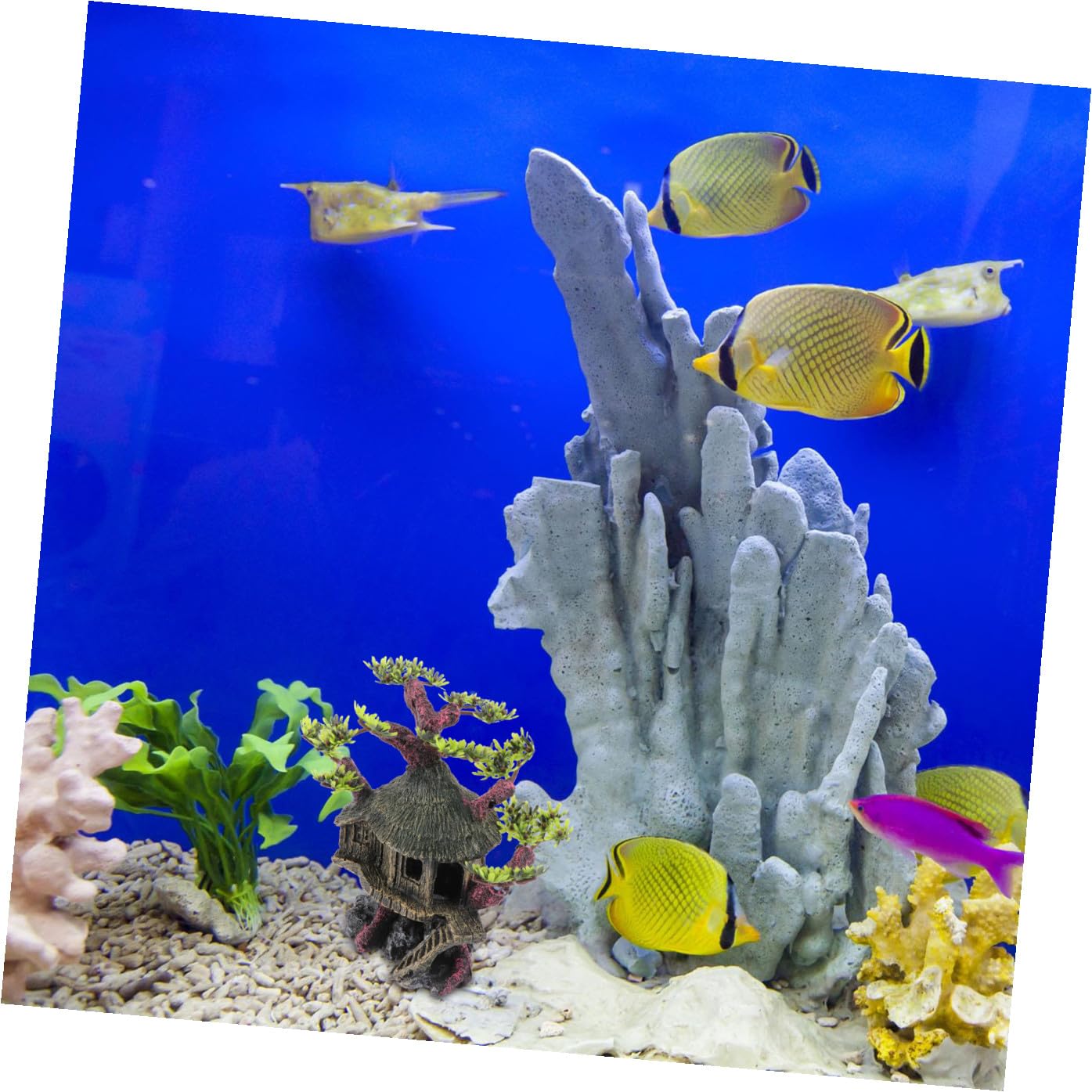 Housoutil Aquarien-Dekoration Aus Kunstharz Aquarium-Ornament Aquariumhaus-Ornament Für Süß Und Meerwasser Dekoration Für Fischbecken Und Wohnmöbel