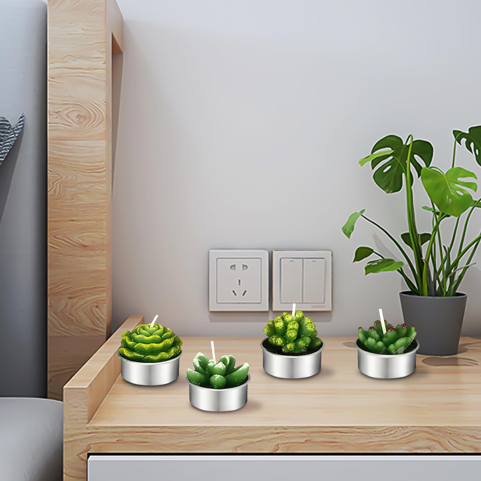Juego de 36 velas de cactus suculentas, pequeñas velas perfumadas a granel para regalo, velas decorativas hechas a mano para invitados, bodas, despedidas de soltera, baby shower, regalos de cumpleaños