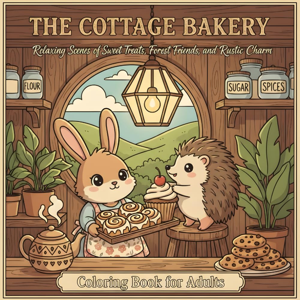 The Fluffy Barista's Cozy Café: A Charming & Relaxing Adult Coloring Book: Featuring a fluffy cat proprietor, oversized teacups, sleepy corgis, ... relief and relaxation. (Cozy Bakery Animals)