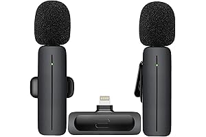 2 Pack Wireless Lavalier Microphone with Ultra-Low Delay for iPhones