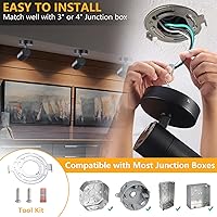 Vista 7 de VANoopee 3-Color Dimmable Ceiling Spotlight Flush Mount Adjustable Spotlight Directional LED Spot Lights Indoor Bright Accent Monopoint Fixture for