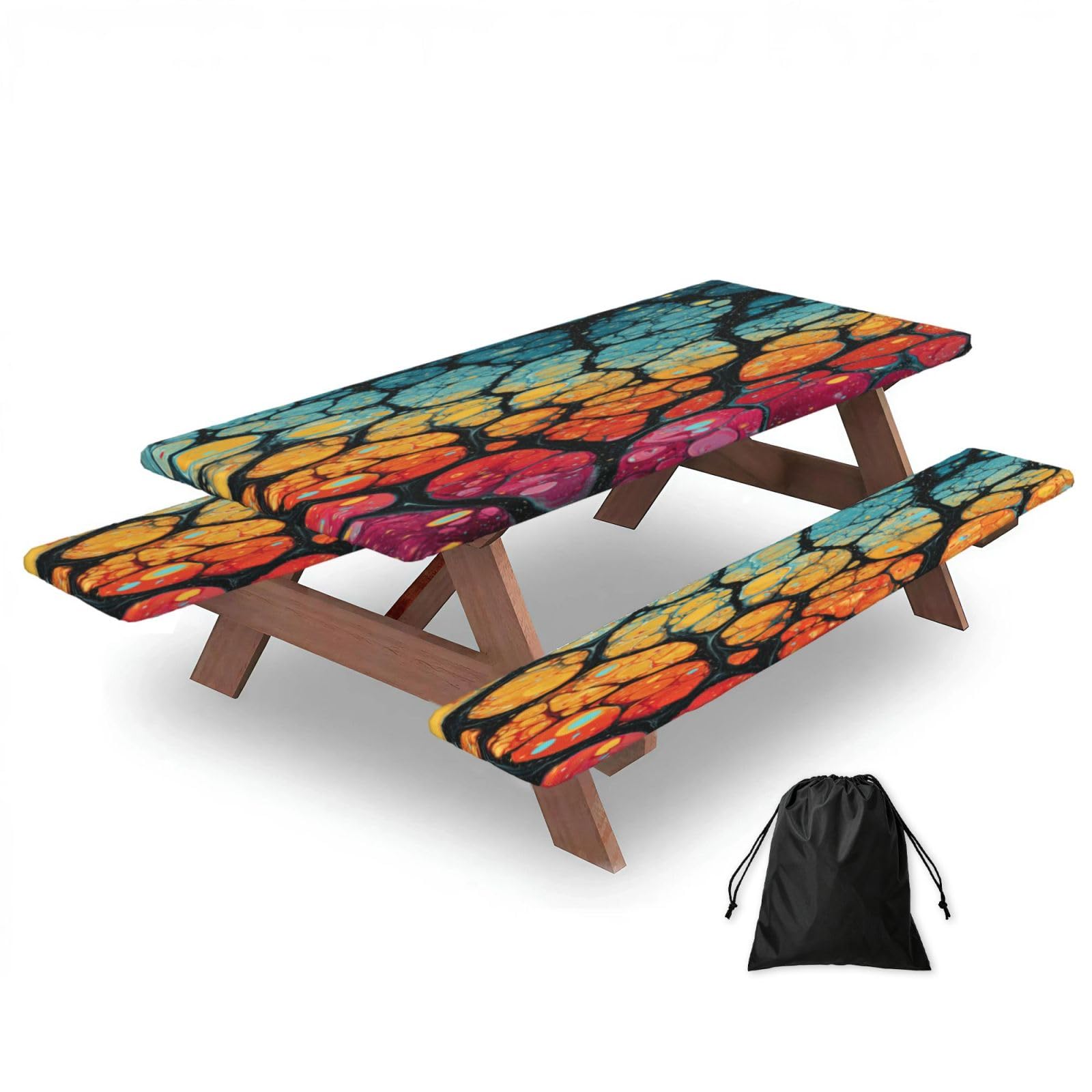 Nappe de pique-nique noire élastique ajustée en élasthanne pour table 1m80