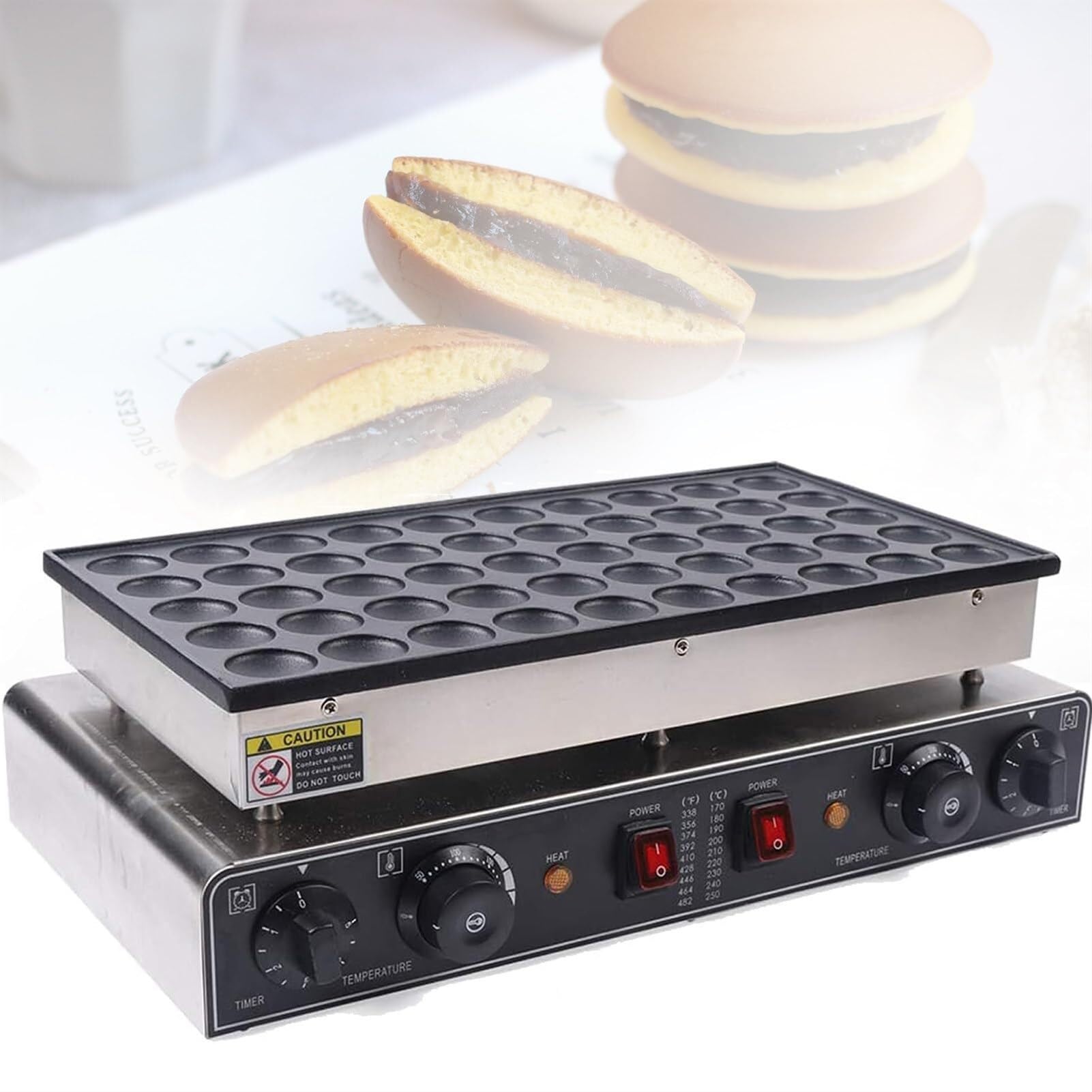 Mini boulanger à crêpes hollandais à gaz, 50 trous, for gâteaux, sandwichs, biscuits commerciaux, Poffertjes, grills, gaufriers