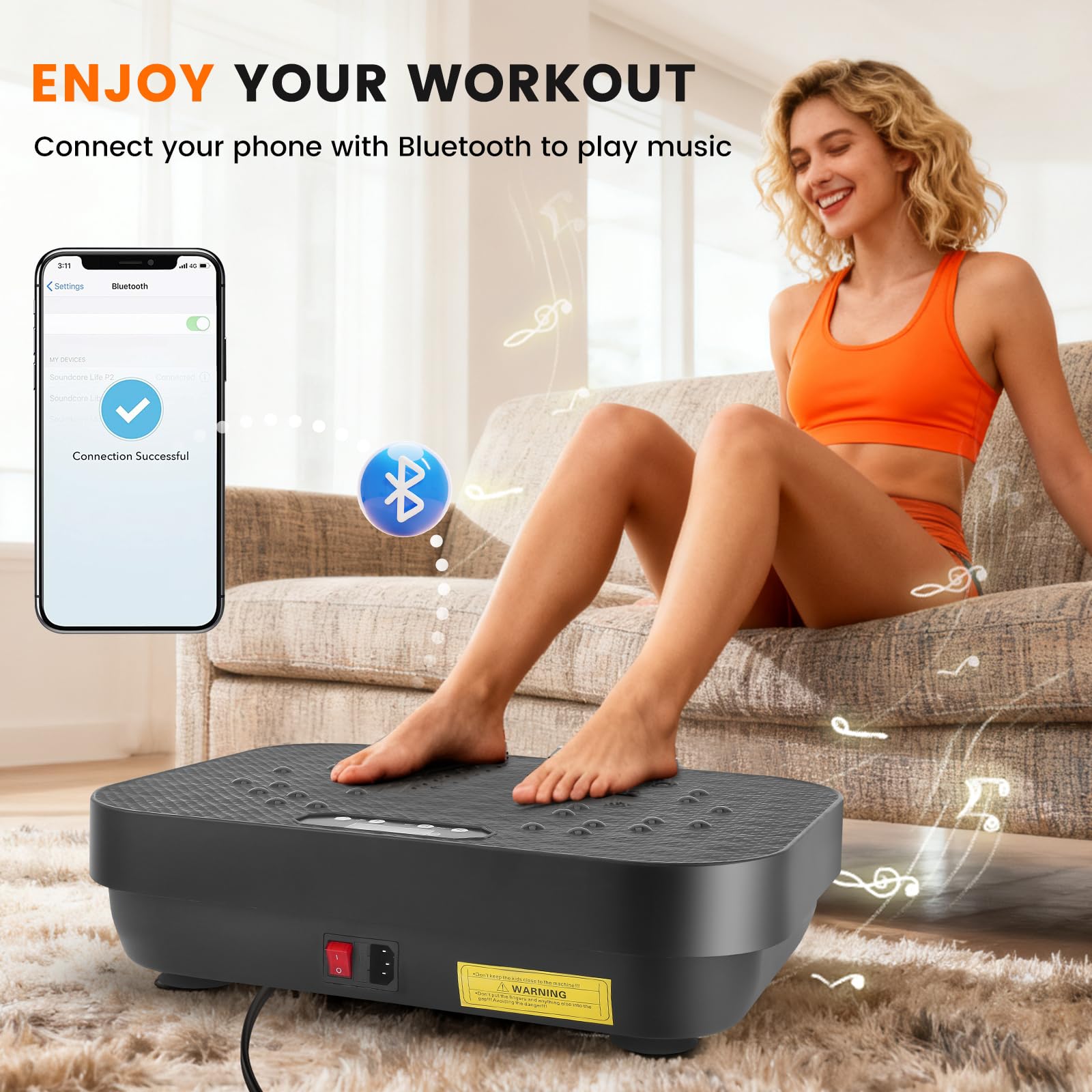 Plateforme vibrante pour le sport à la maison - Planche mobile électrique avec télécommande - Planche de fitness minceur - Appareil de vibration de sport - Plaque vibrante pour pieds, jambes, hanches