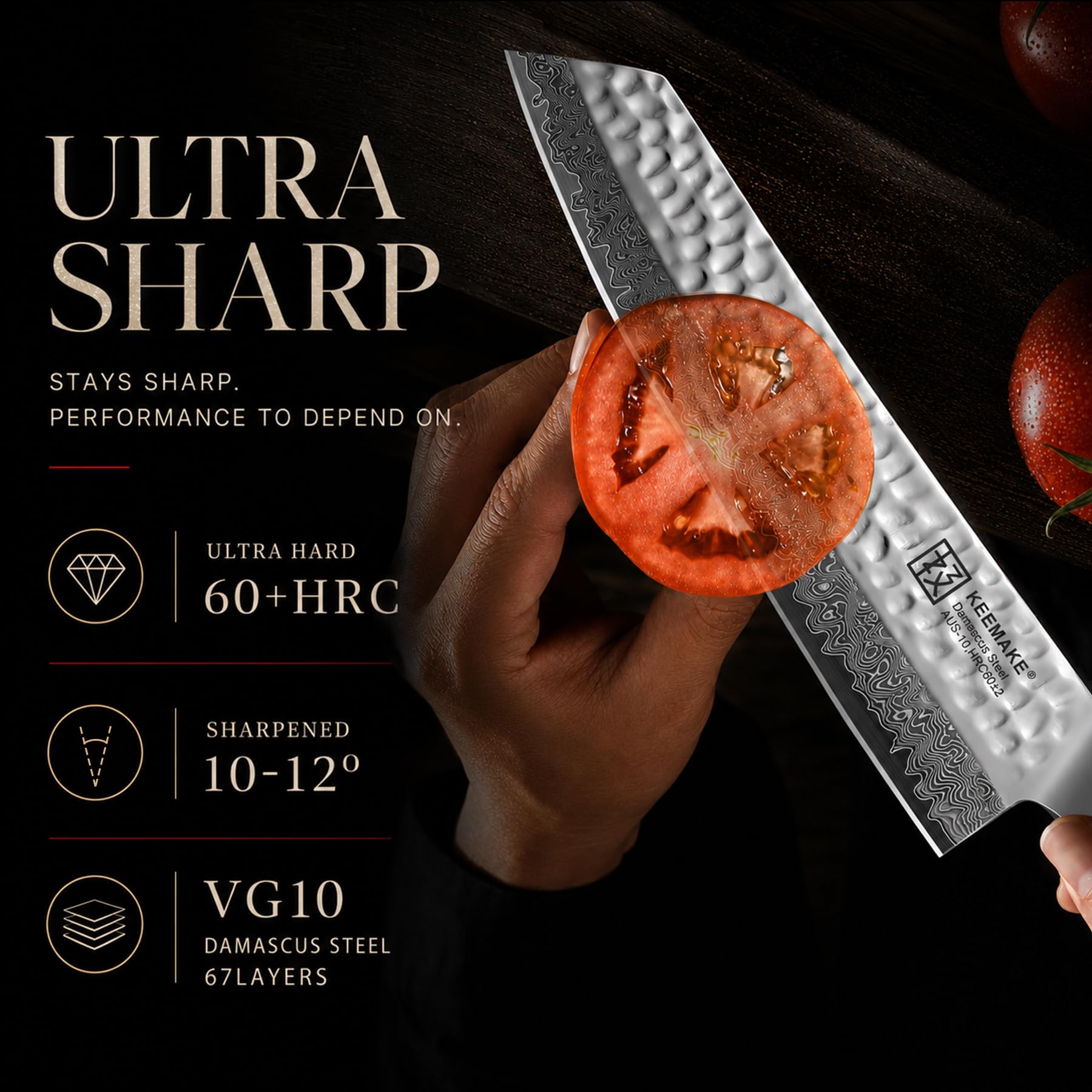 8 Inch Damascus Chef Knife, Japanese Kitchen Knife with VG10 Steel — Amazon image 2