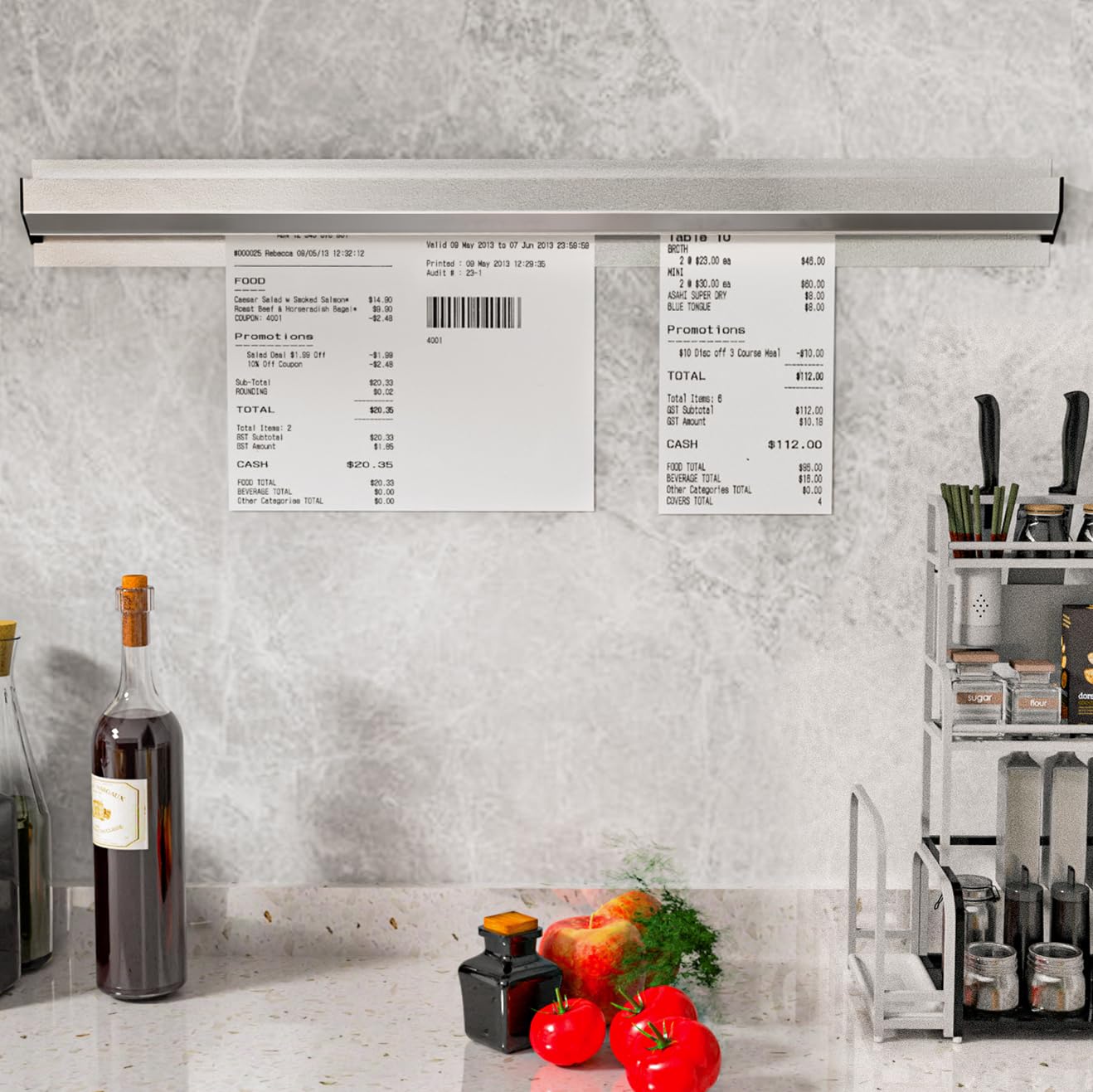 Soporte para boletos para restaurante, estante de cheques de boletos de 16/18/24 pulgadas, soporte para recibos de pedidos de restaurante, estante de boletos para cocina comercial, cafeterías, pubs,