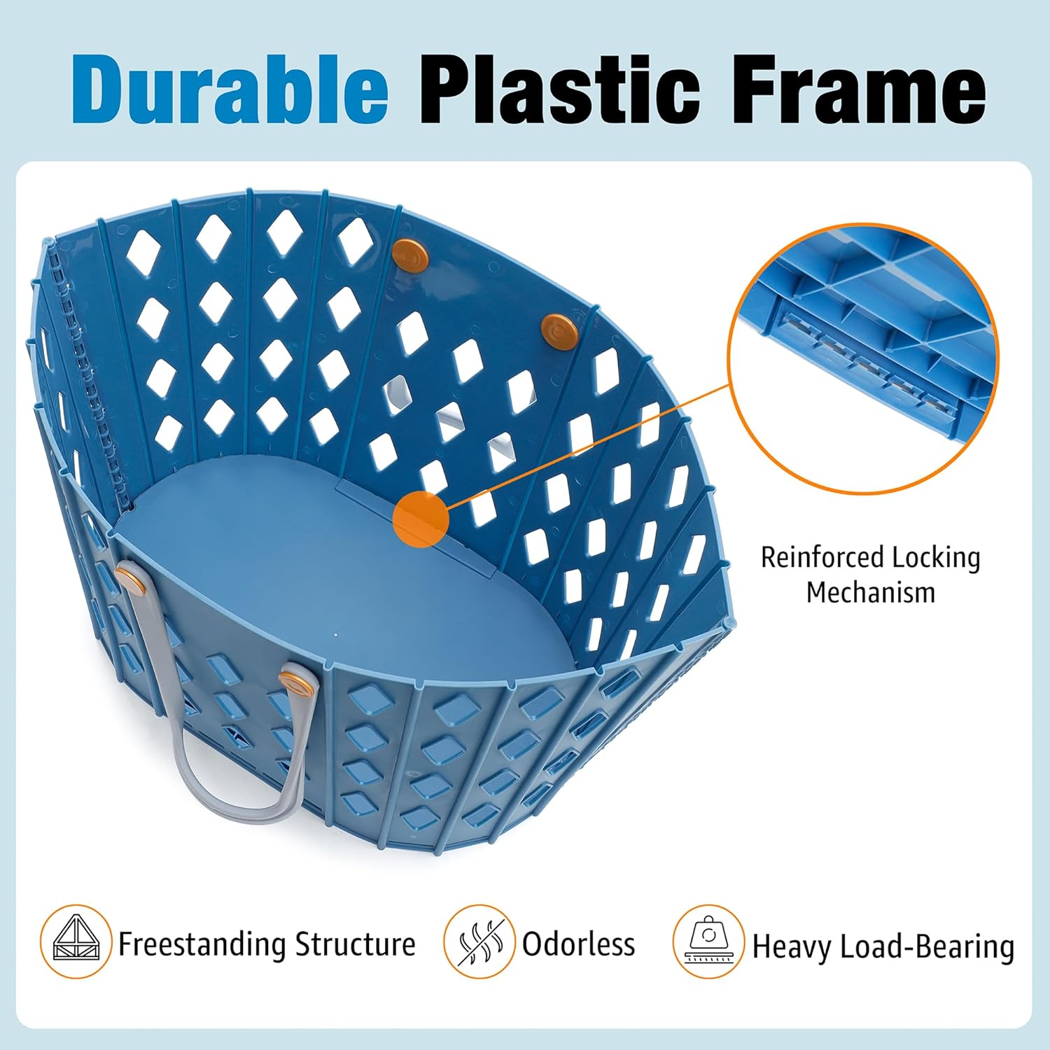 Collapsible Laundry Baskets Durable Foldable Hamper for Room Organization, Blue & Gray Laundry Basket Set - 2 pack, 45L